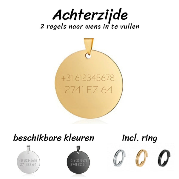 Hondenpenning inclusief naam en achterzijde gravure