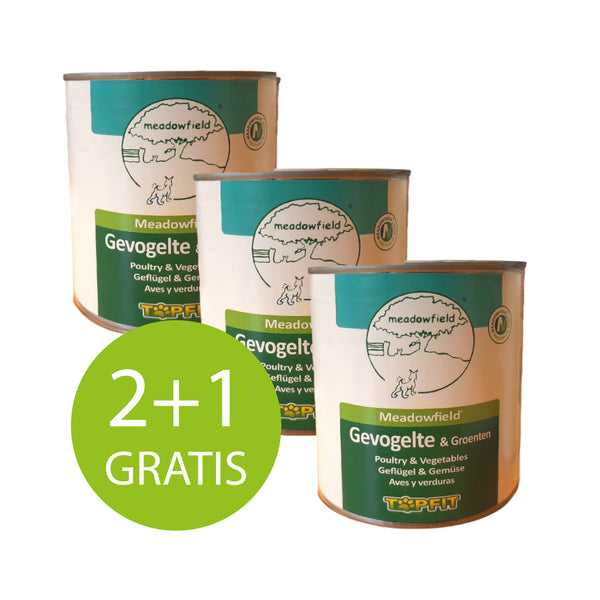 2 + 1 GRATIS ACTIE - Blikvoer voor Honden - 3 x 800 gram Gevogelte