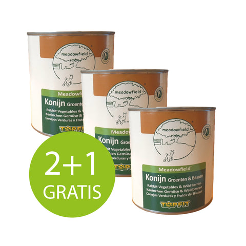 2 + 1 GRATIS ACTIE - Blikvoer voor Honden - 3 x 800 gram Konijn
