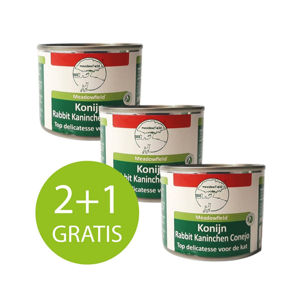 2 + 1 GRATIS ACTIE - Blikvoer voor Katten - 3 x 200 gram Konijn