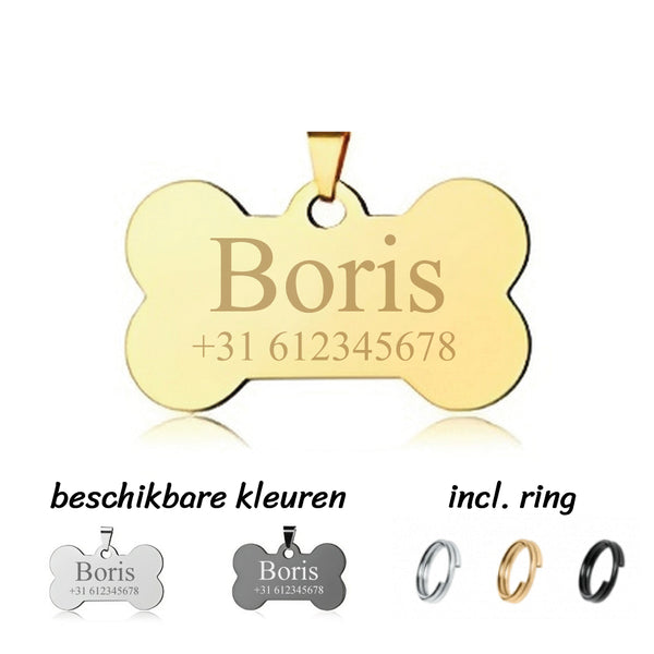 Hondenpenning inclusief naam, telefoonnummer en achterzijde gravure