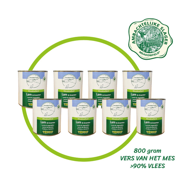 Variatie box - Lam - Compleet hondenvoer in blik - 8 x 800 gram