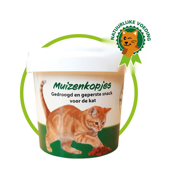 Gedroogde & geperste vissnack voor katten – muizenkopjes