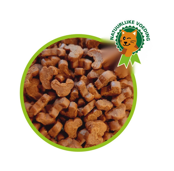 Gedroogde & geperste vissnack voor katten – muizenkopjes