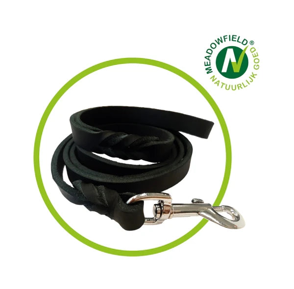 Kalfsleren Hondenriem Zwart – Handgemaakt & Luxe Afwerking