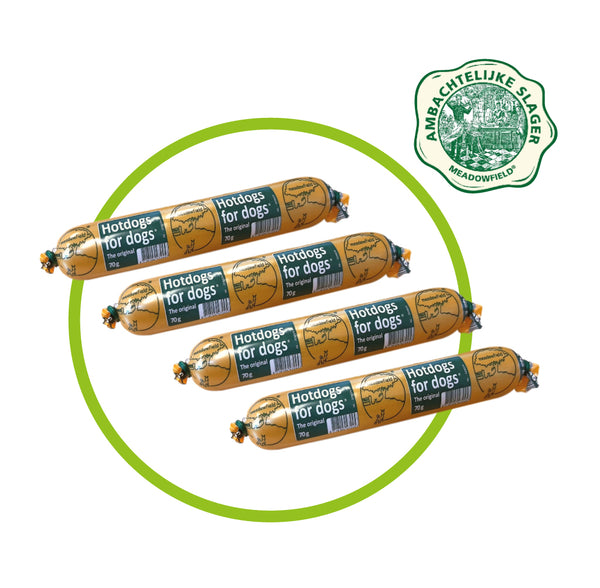 Honden super trainingssnack Hotdogs for Dogs per 4 stuks of per 48 in doos