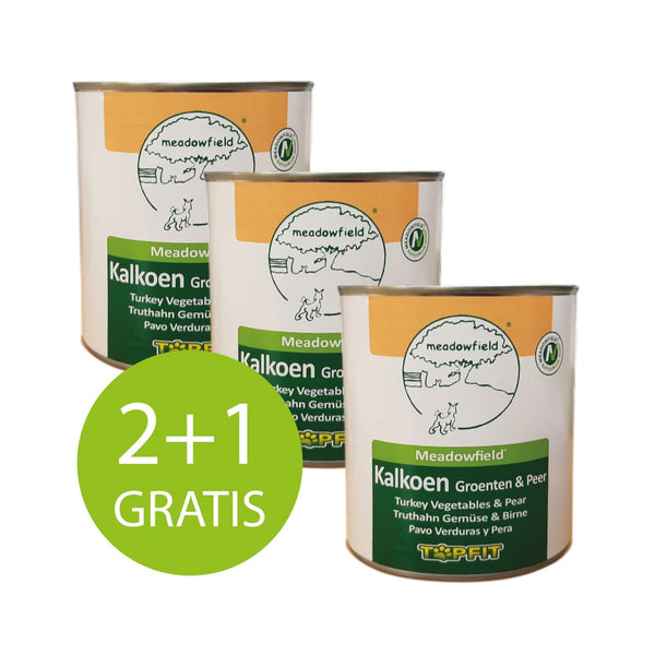 2 + 1 GRATIS ACTIE - Blikvoer voor Honden - 3 x 800 gram Kalkoen