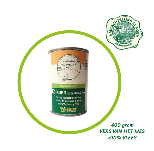 Topfit Delicatesse voor de hond - Kalkoen, groenten en peer - 400 gram