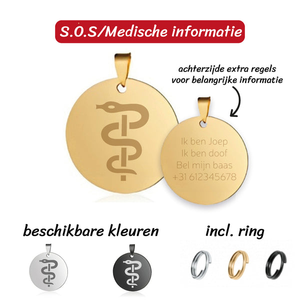 Medische Hondenpenning inclusief gravure achterzijde